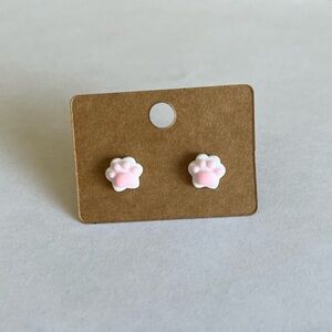 2/$15- Pink Paw Print Earrings Handmade